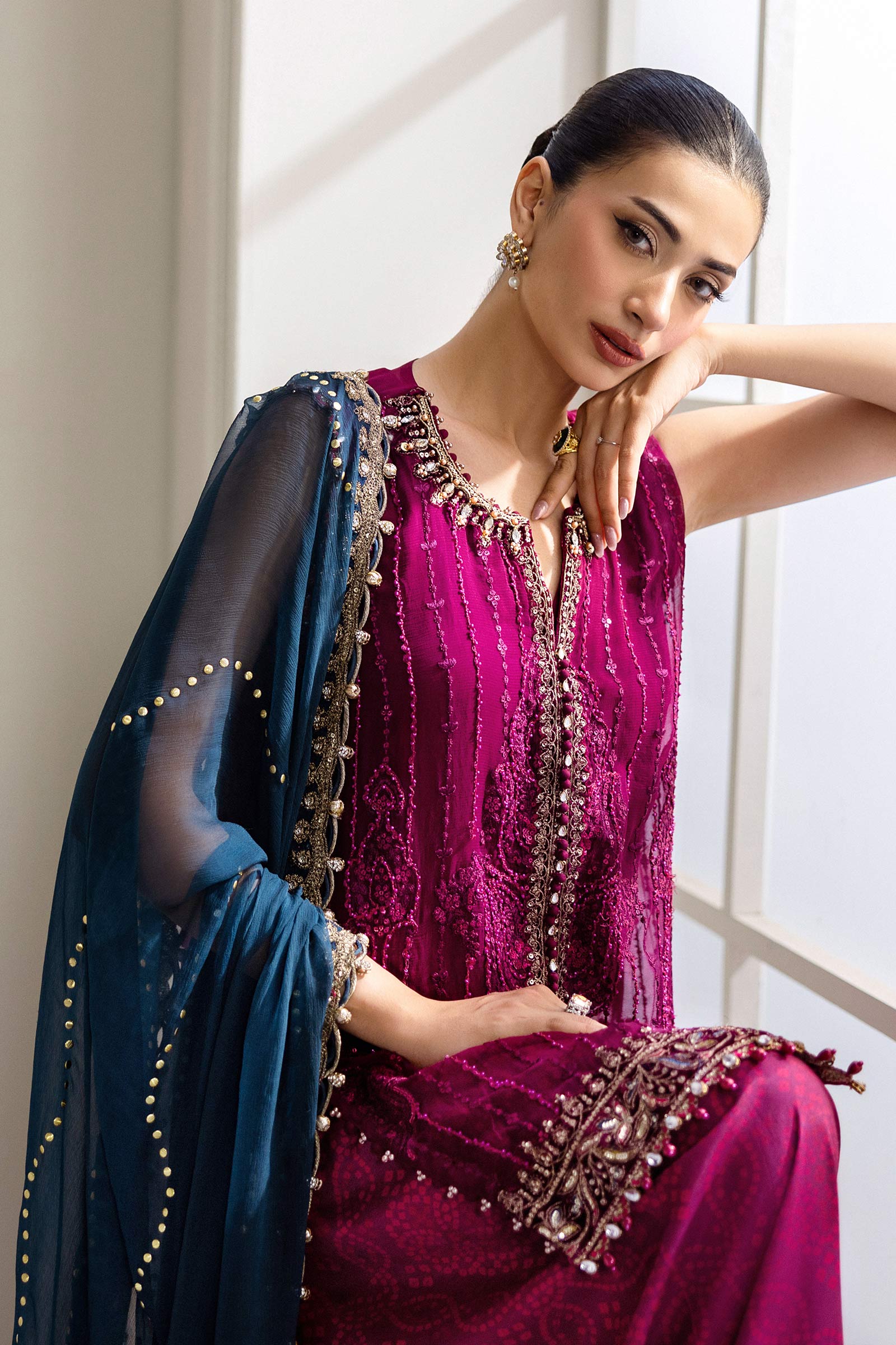 3 Piece Unstitched Embroidered Chiffon Suit | MPC-25-102