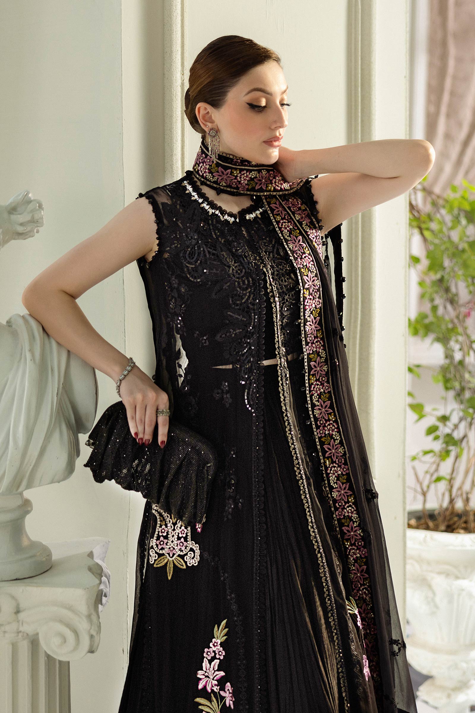 3 Piece Unstitched Embroidered Chiffon Suit | MPC-25-104