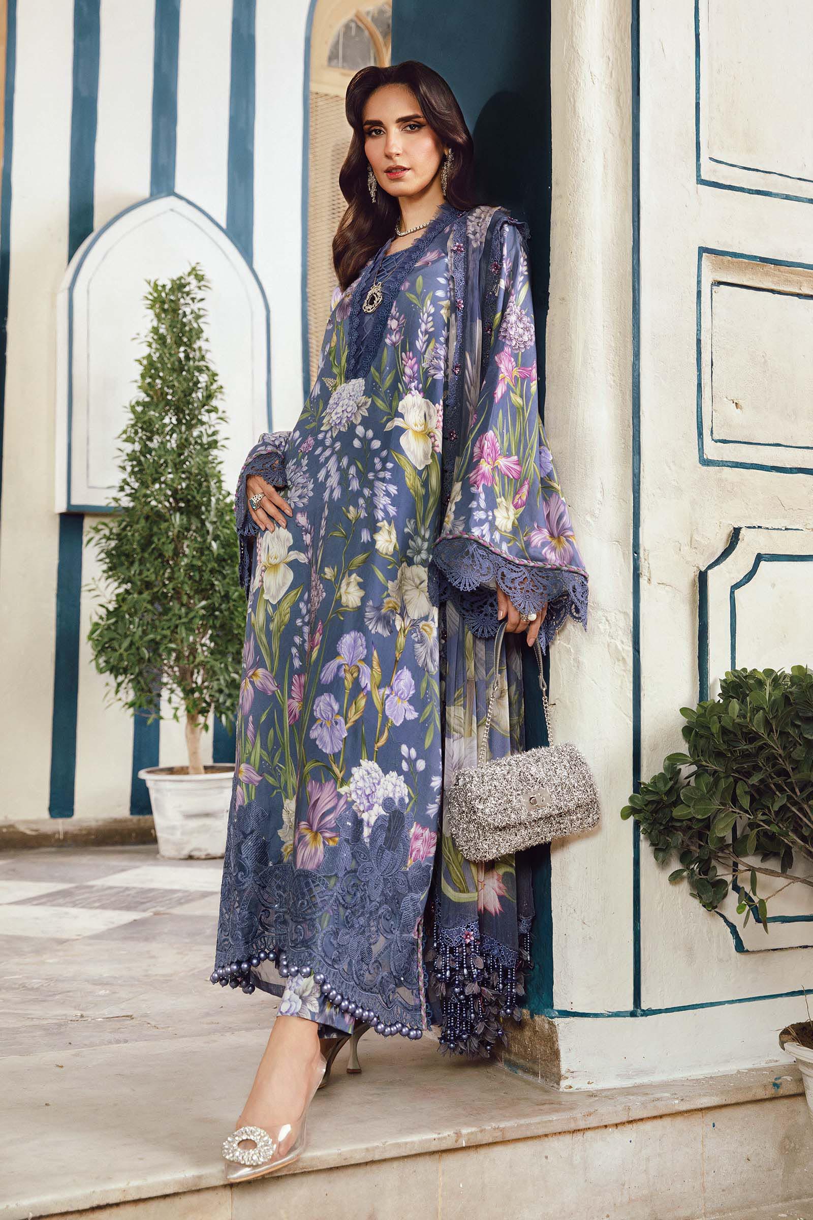 3 Piece Unstitched Embroidered Cambric Suit | MPT-2708-B