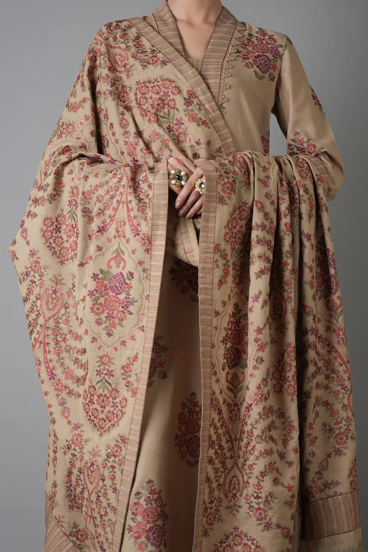 2 Piece Embroidered Raw Silk Suit