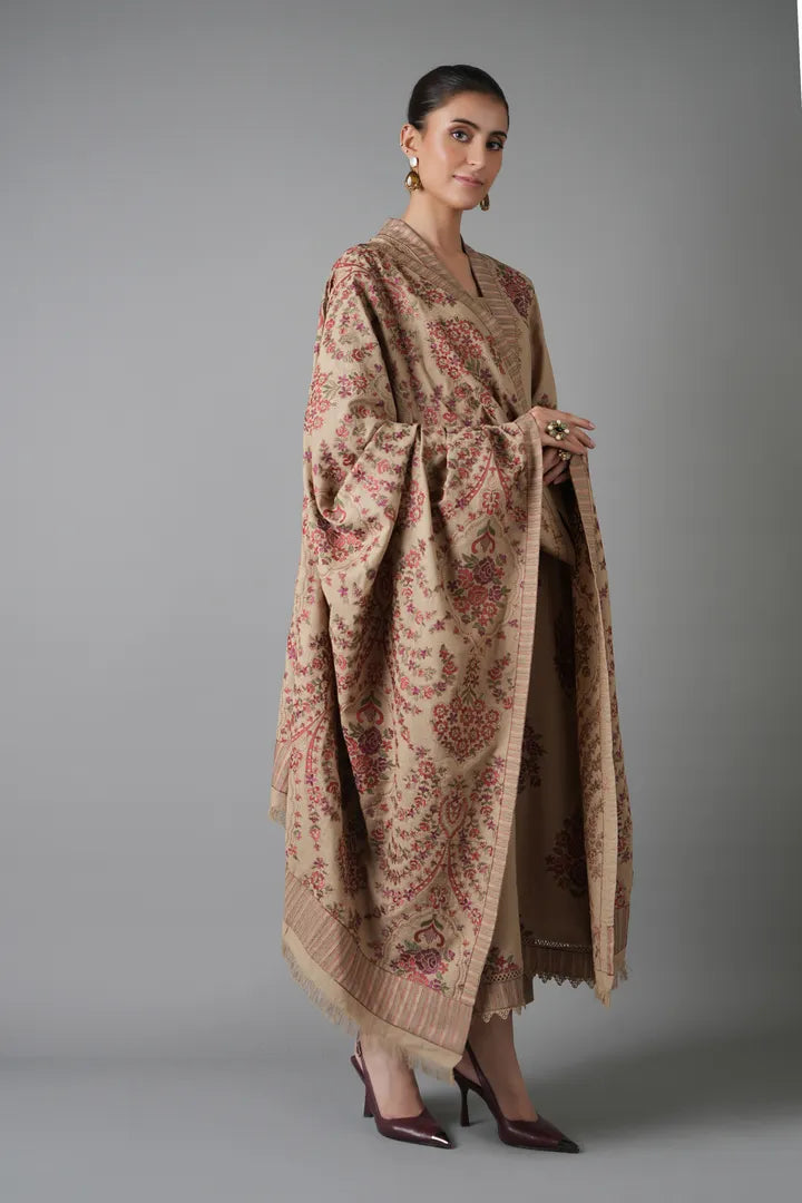 2 Piece Embroidered Raw Silk Suit