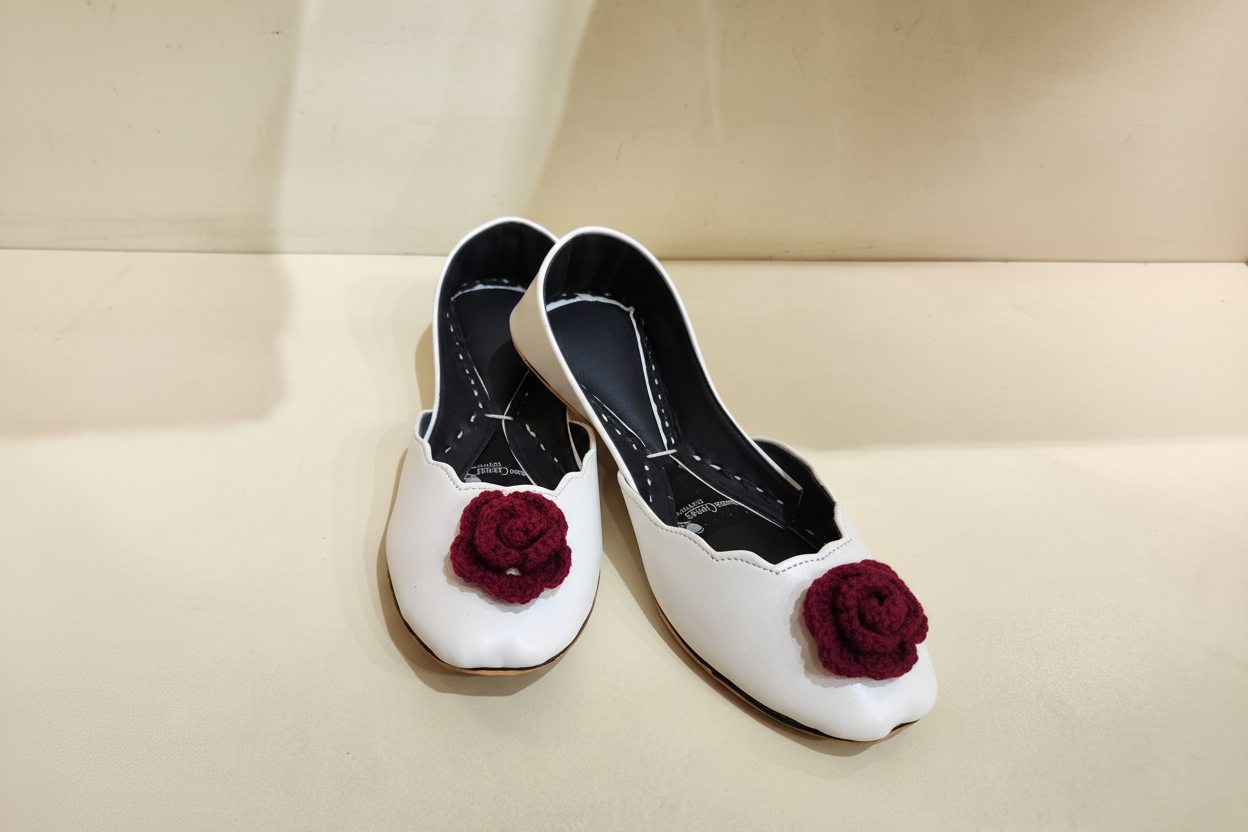 Rose Crochet Khussa (Red)