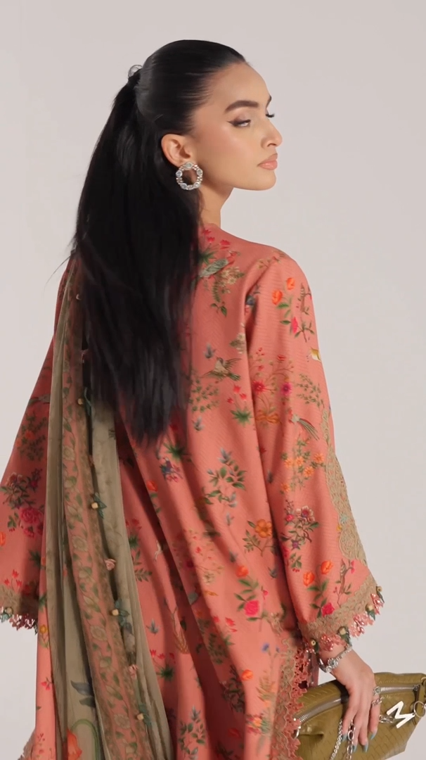 3 Piece Unstitched Embroidered Linen Suit | MPT-2707-A